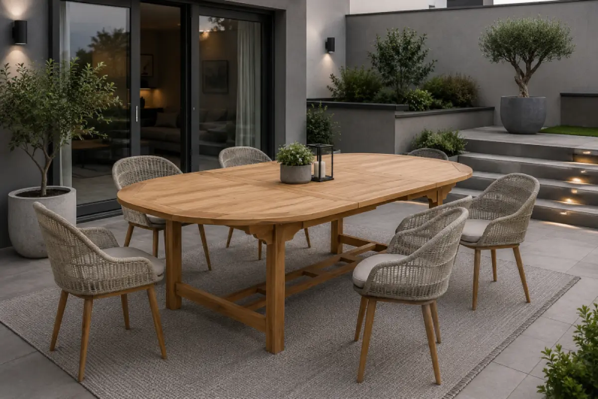 Ausziehbarer Gartentisch Rovello Oval