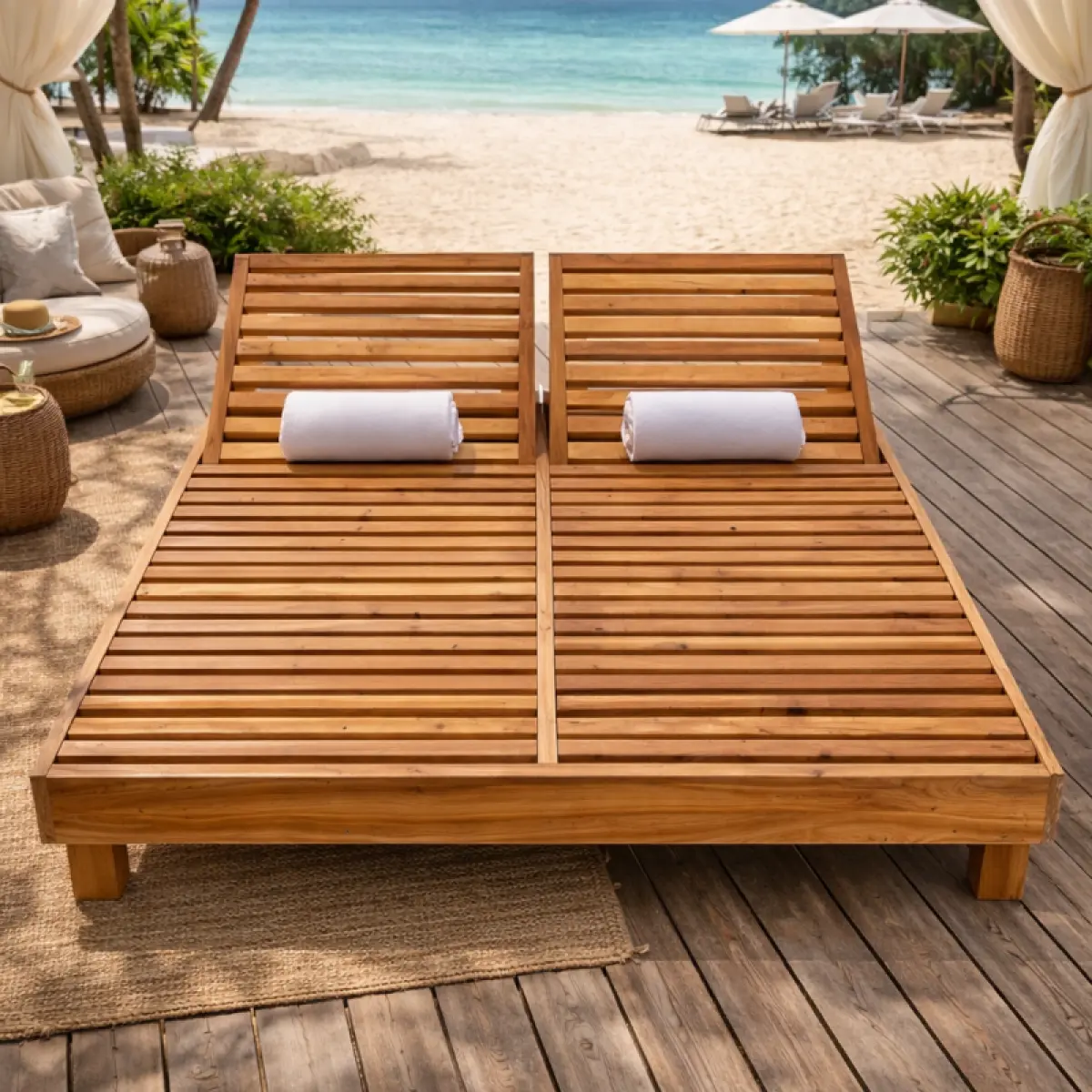 Doppelliege Moli aus Teakholz