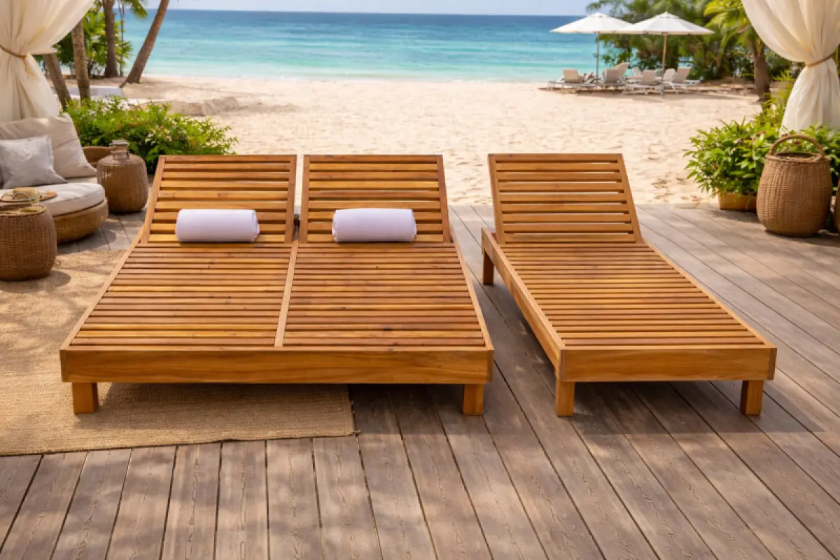 Doppelliege Moli aus Teakholz