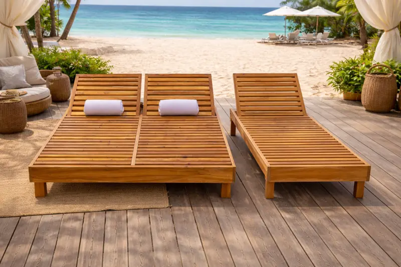 Doppelliege Moli aus Teakholz