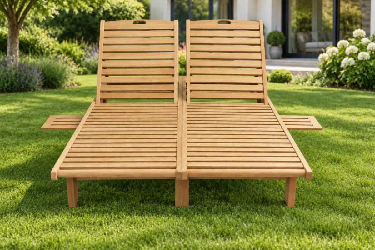 Doppelliege Multi aus Teakholz