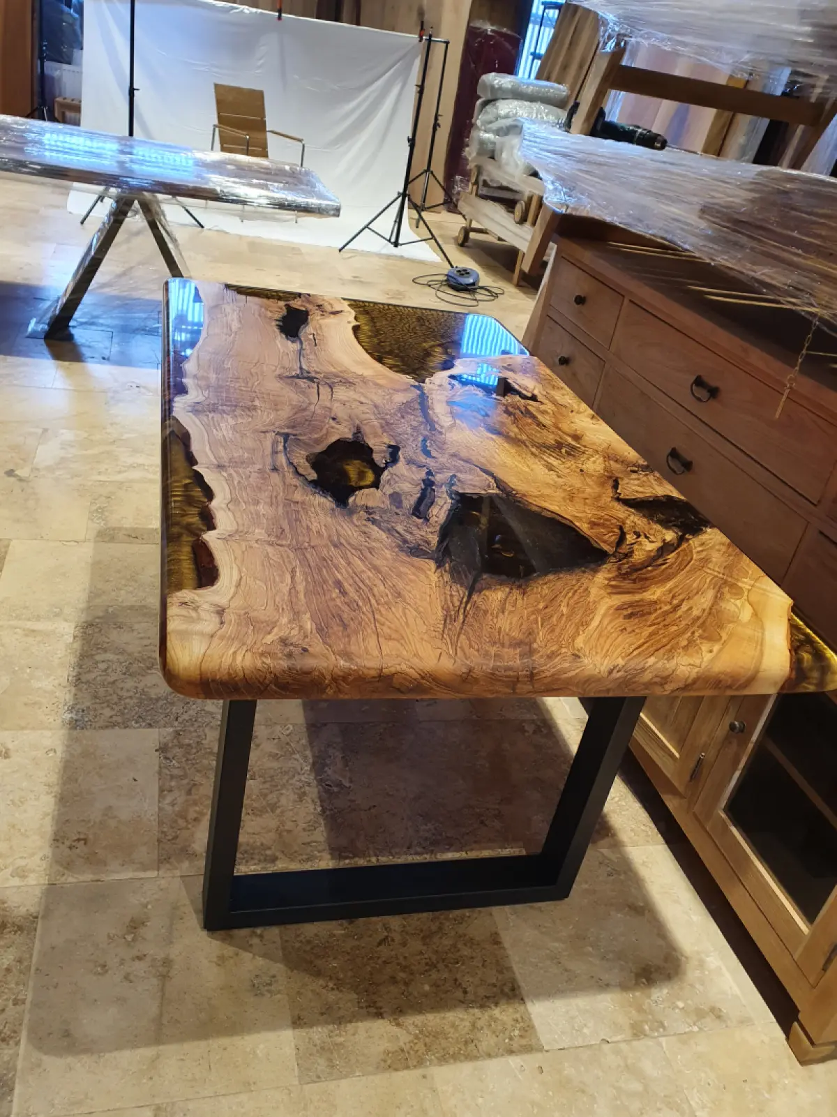 Epoxidharztisch Mesche Cappuccino Oval Kantig