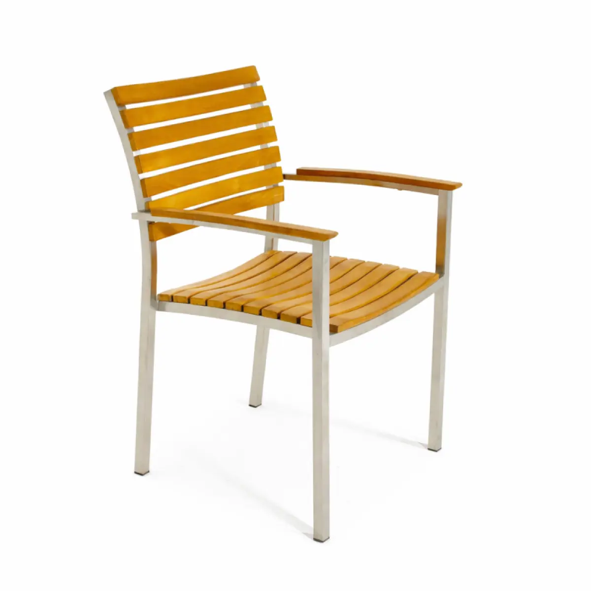 Garten-Stapelstuhl aus Teakholz Memory mit Armlehne 