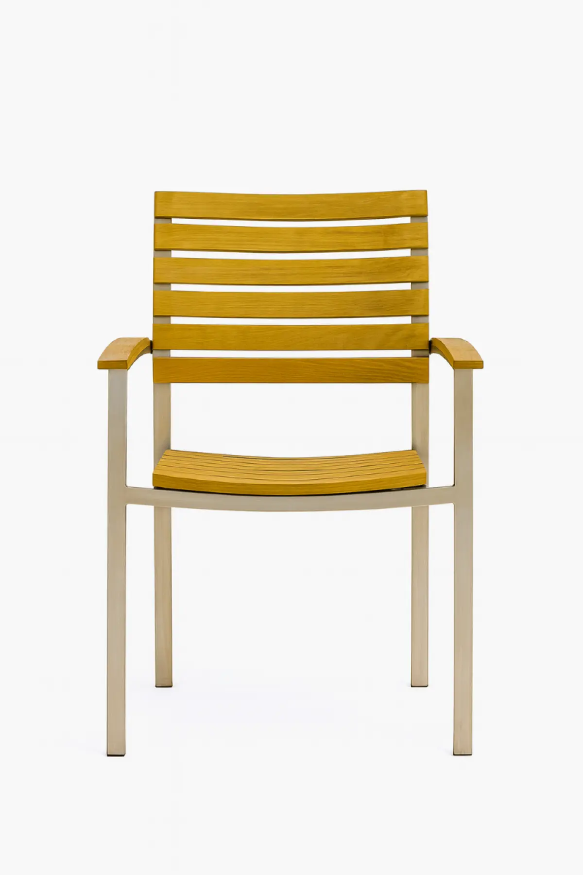 Garten-Stapelstuhl aus Teakholz Memory mit Armlehne 