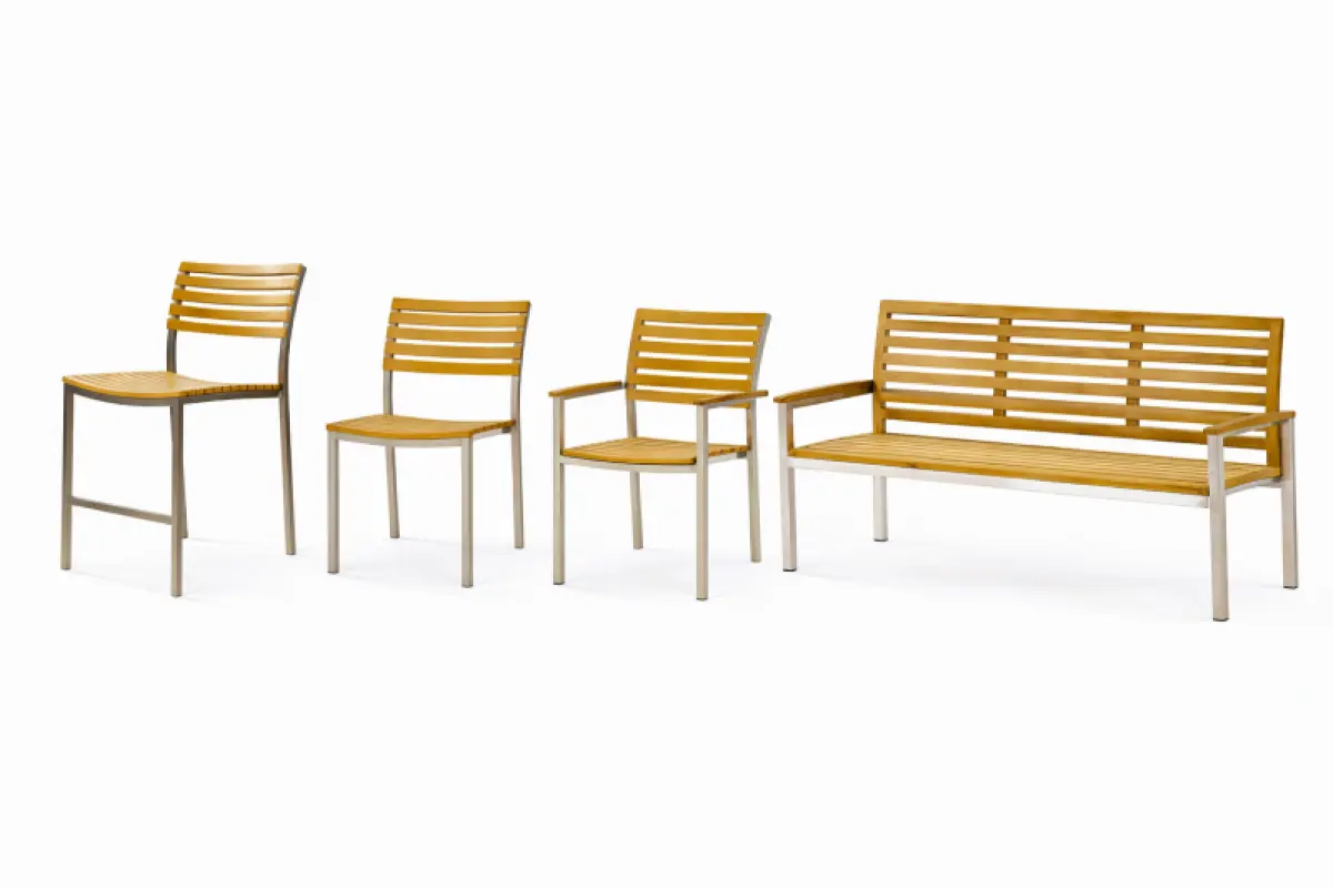 Garten-Stapelstuhl aus Teakholz Memory ohne Armlehne 