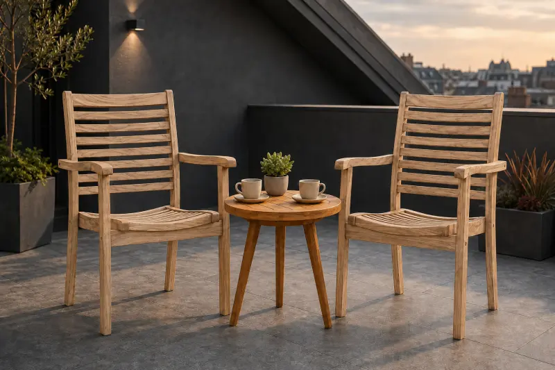 Garten-Stapelstuhl aus Teakholz Santa