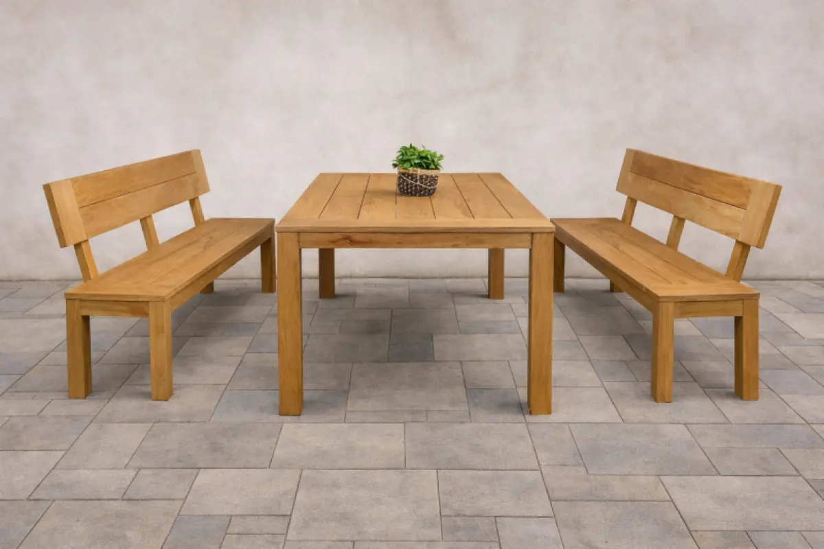 Gartenbank aus Teakholz Mamba mit Rückenlehne