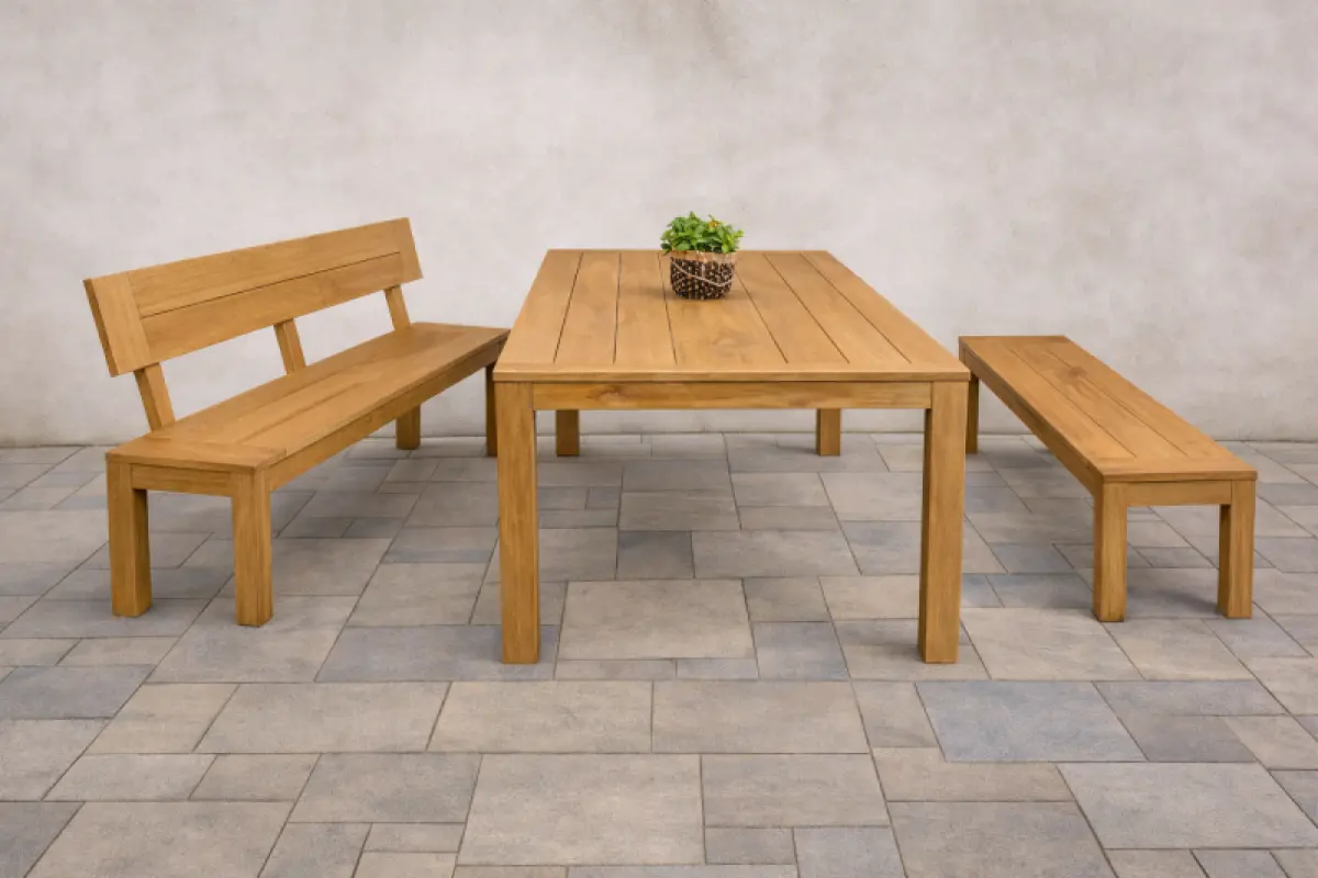 Gartenbank aus Teakholz Mamba ohne Rückenlehne