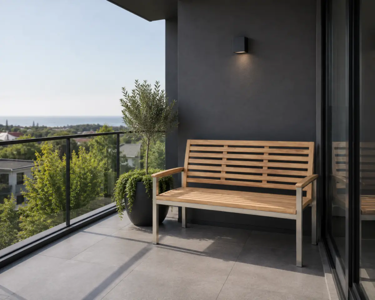 Gartenbank aus Teakholz Memory mit Armlehne 