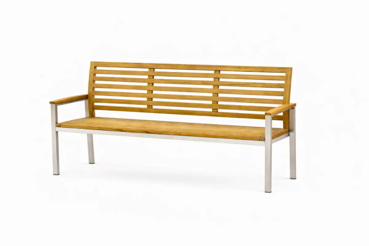 Gartenbank aus Teakholz Memory mit Armlehne 