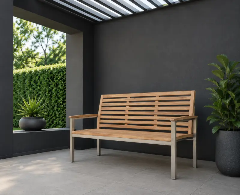 Gartenbank aus Teakholz Memory mit Armlehne 