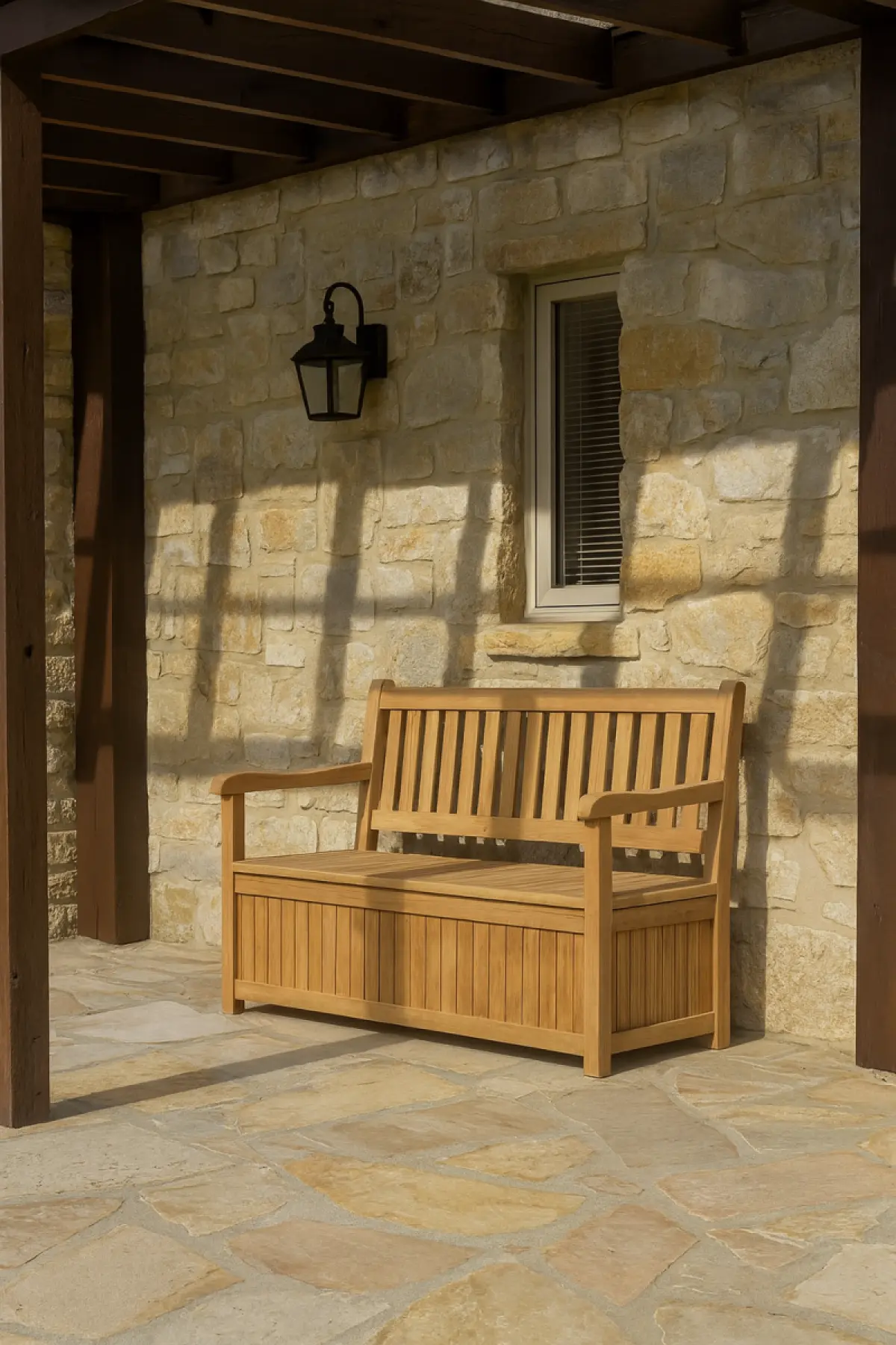 Truhenbank Toronto aus Teakholz 