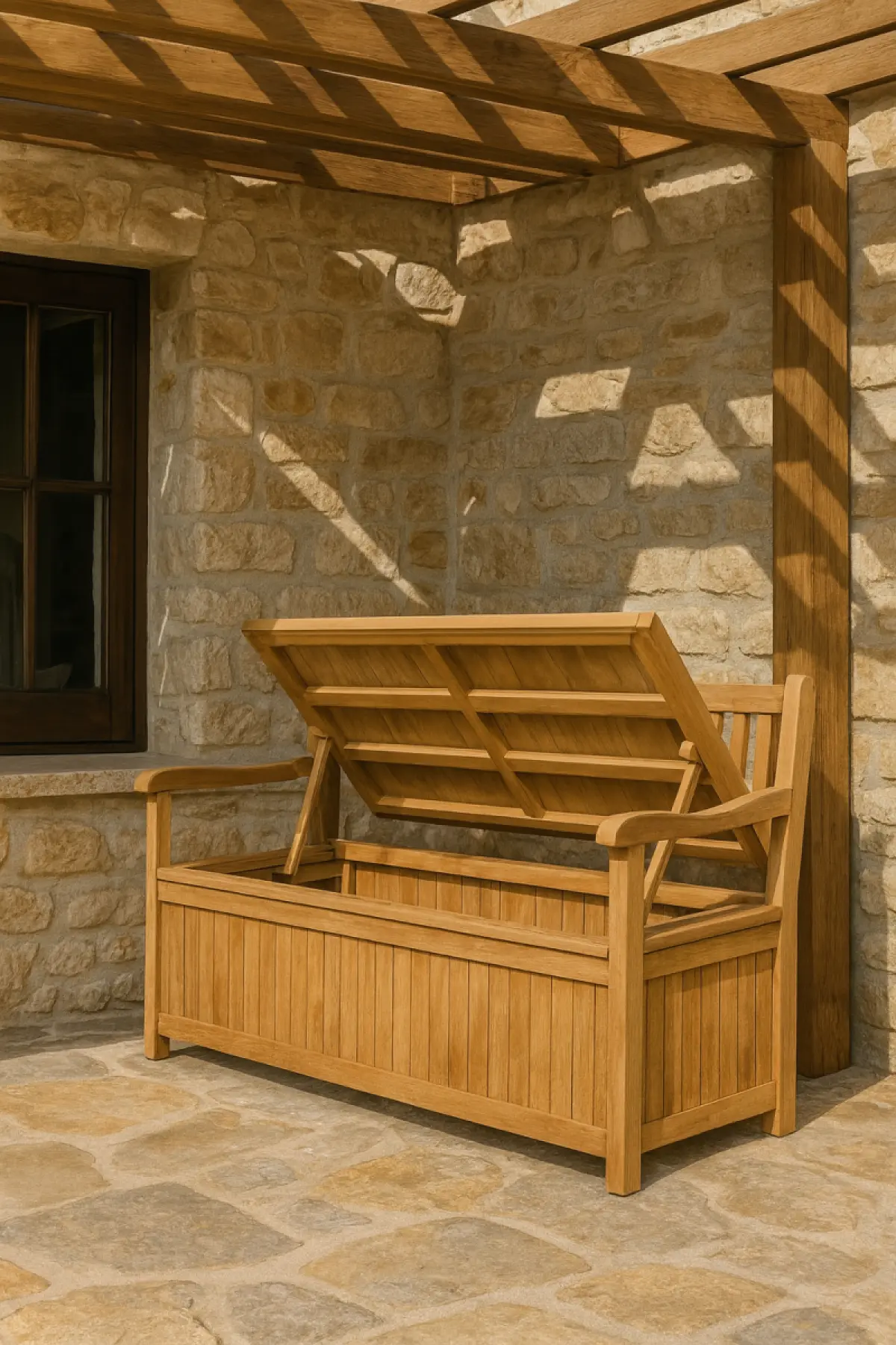 Truhenbank Toronto aus Teakholz 