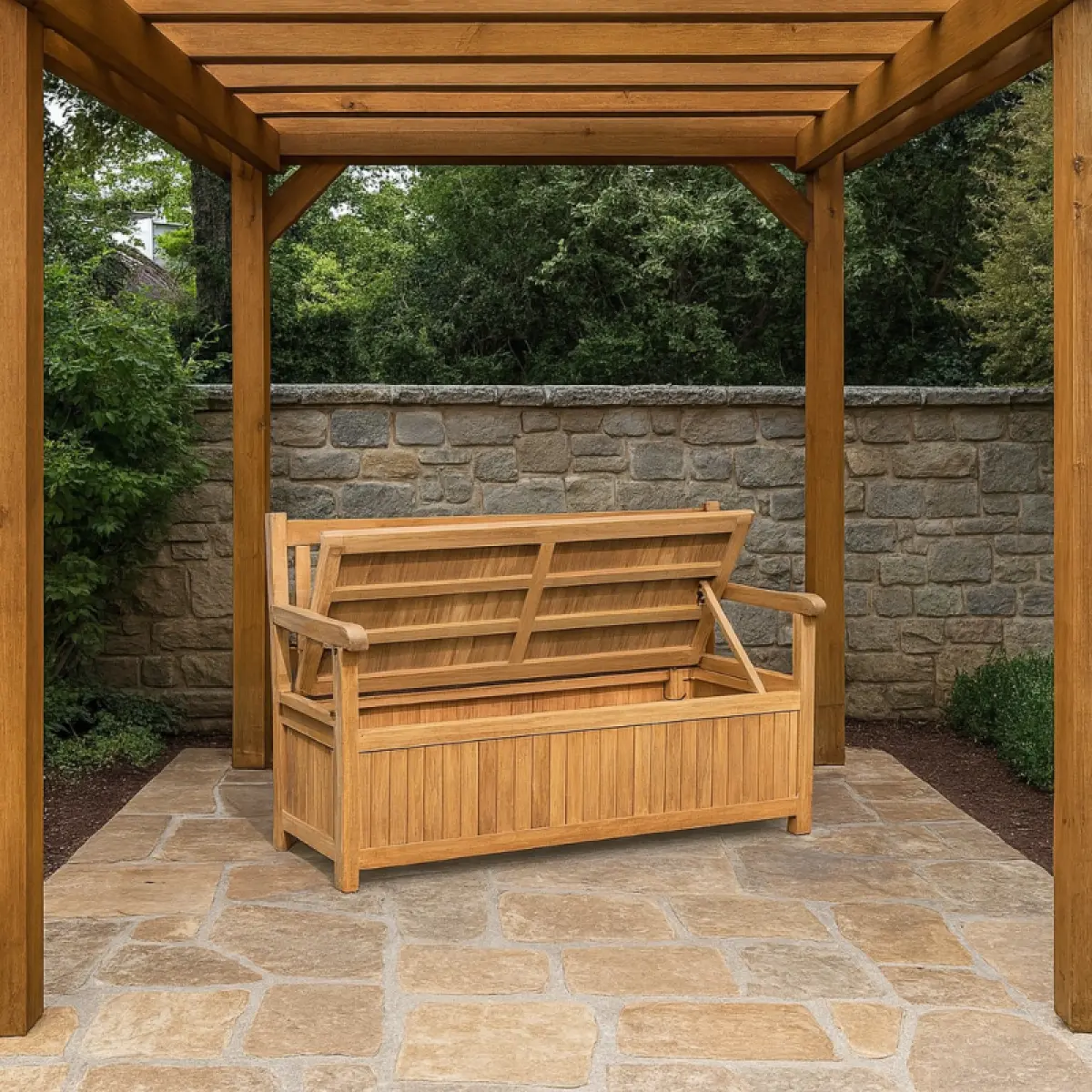 Truhenbank Toronto aus Teakholz 