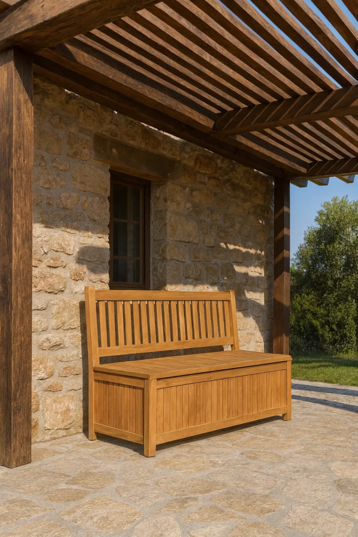 Truhenbank Toronto aus Teakholz 