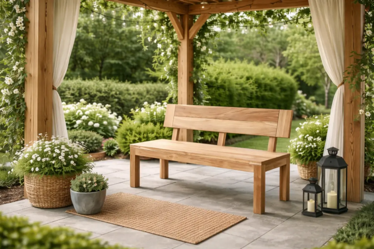 Gartenbank Mamba aus Teakholz mit Rückenlehne