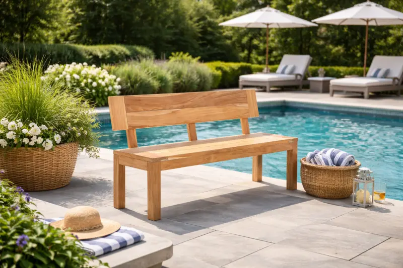 Gartenbank Mamba aus Teakholz mit Rückenlehne