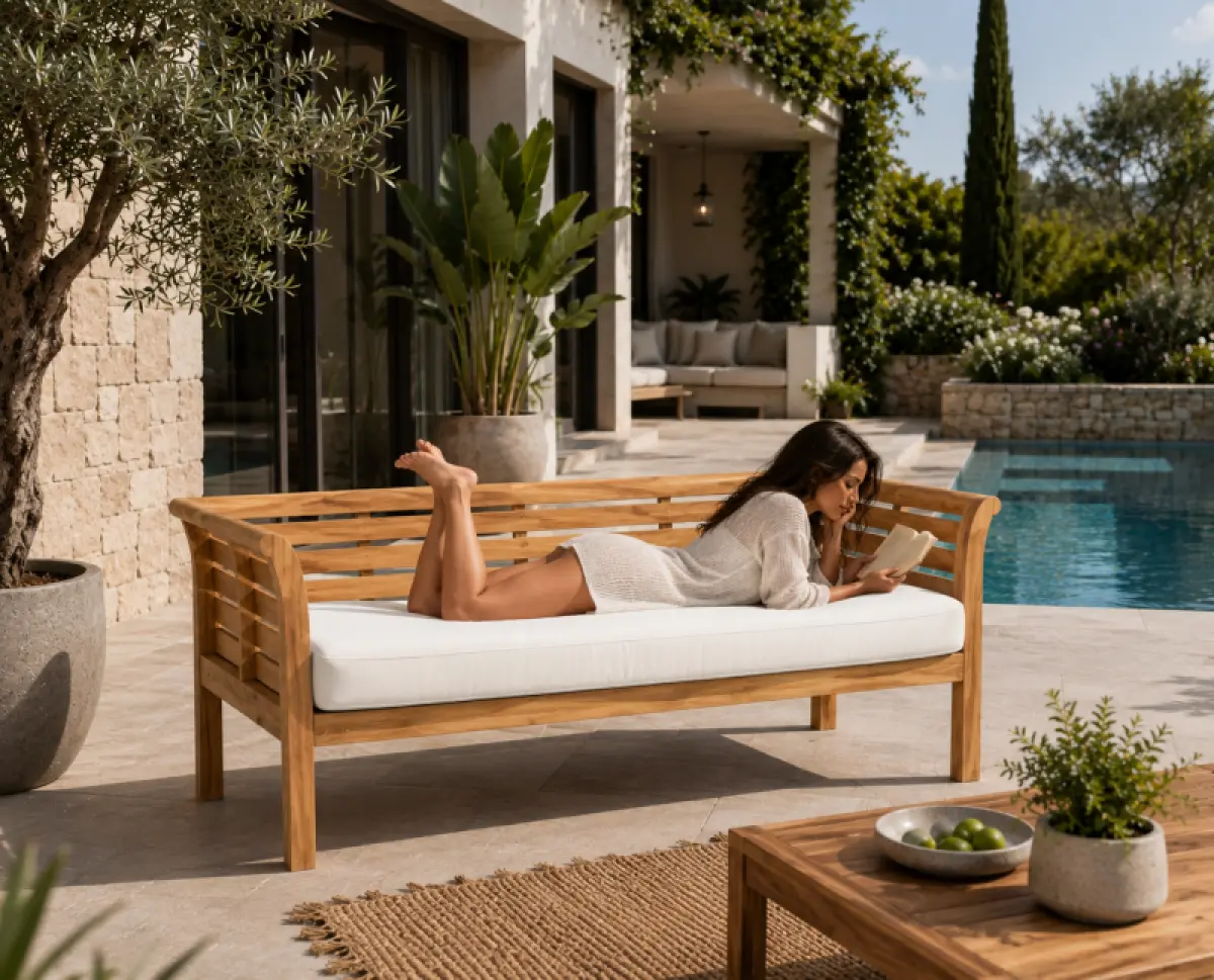 Gartensofa aus Teakholz- Daybed Tulga