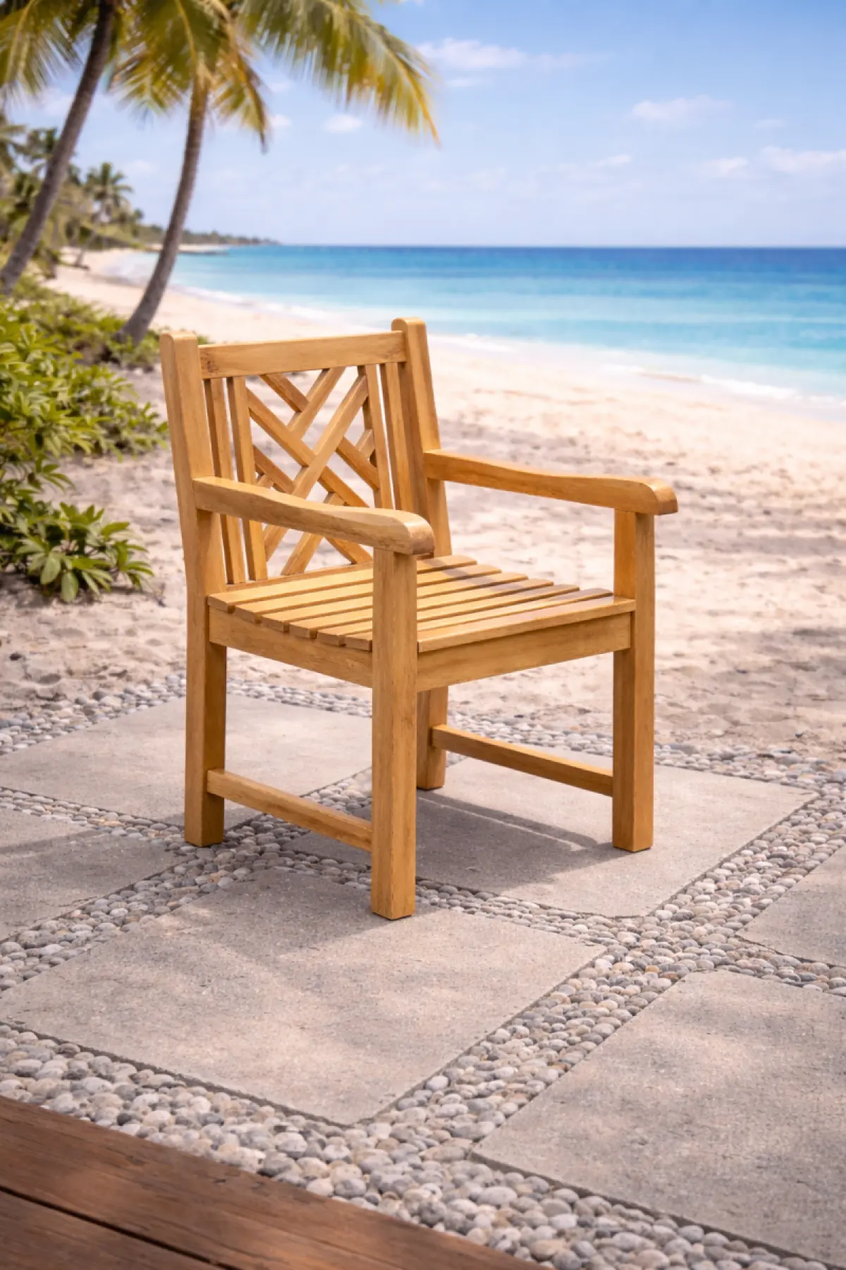 Gartenstuhl aus Teakholz Turcano ohne Armlehne