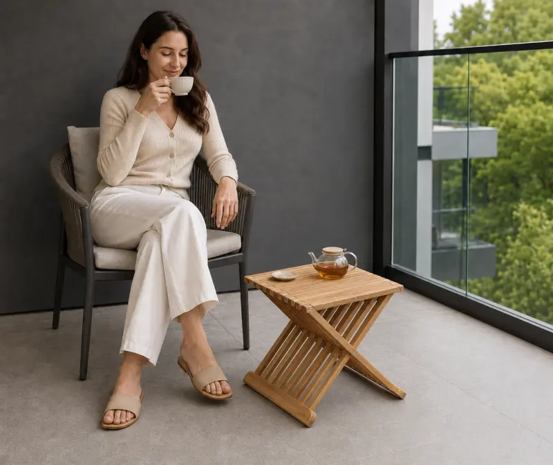 Klappbarer Beistelltisch - Hocker X