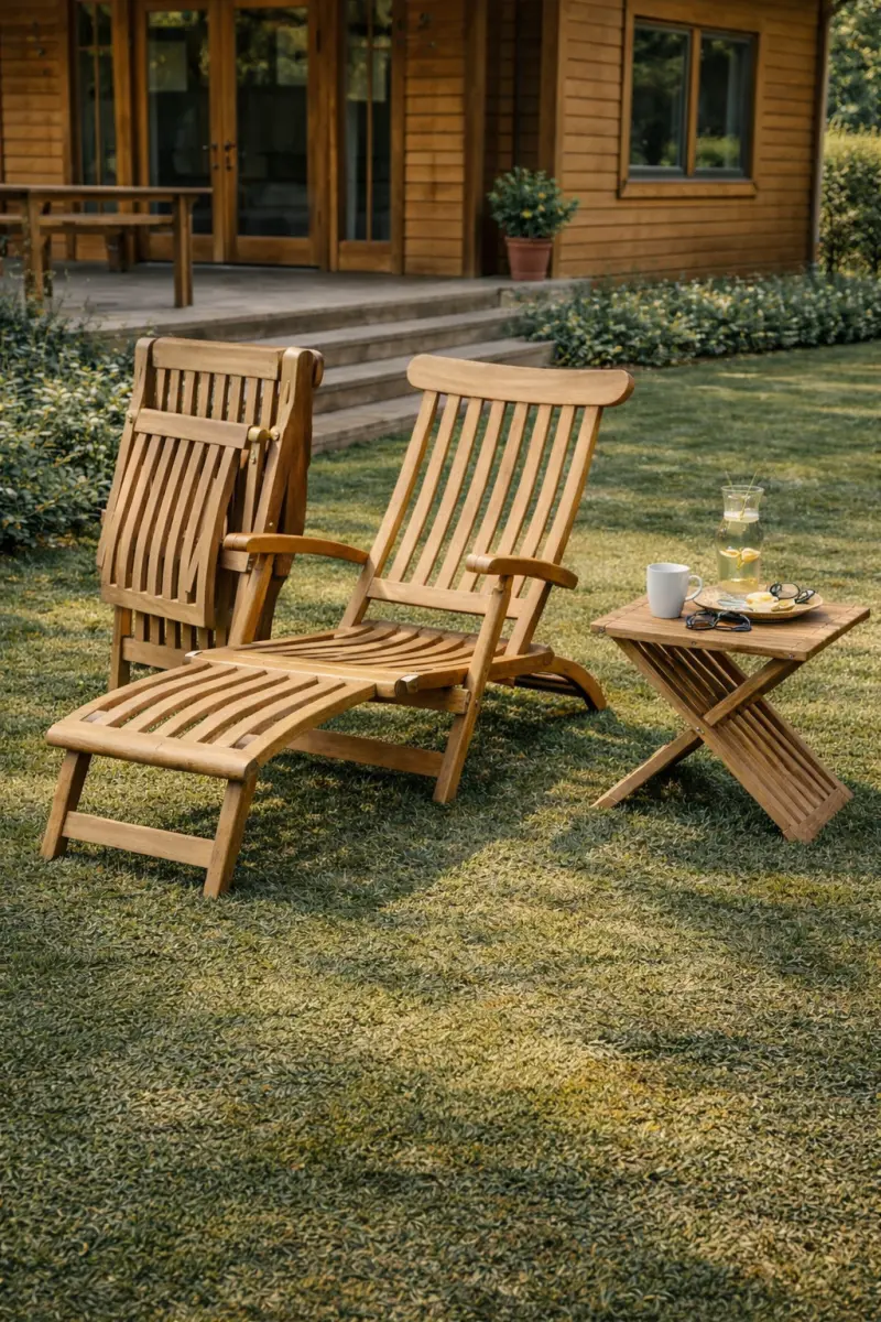 Klappbarer Liegestuhl  aus Teakholz Rossi