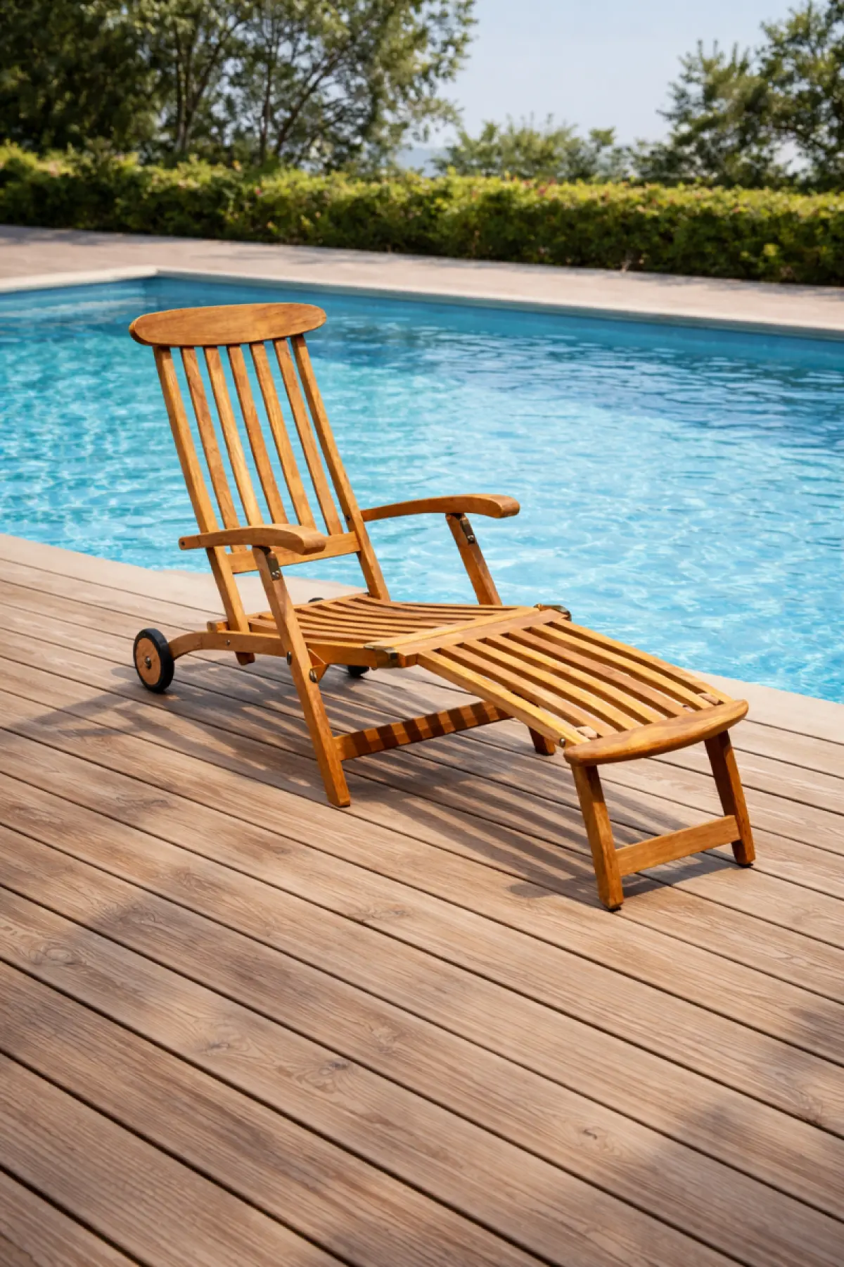 Klappbarer Liegestuhl aus Teakholz Rossi mit Räder