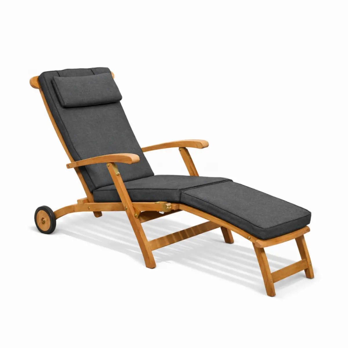 Klappbarer Liegestuhl aus Teakholz Rossi mit Räder