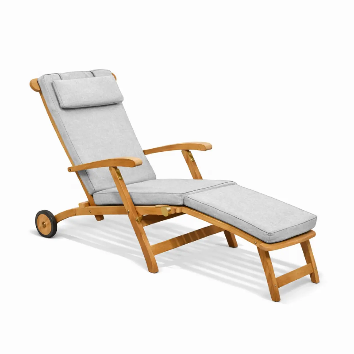 Klappbarer Liegestuhl aus Teakholz Rossi mit Räder