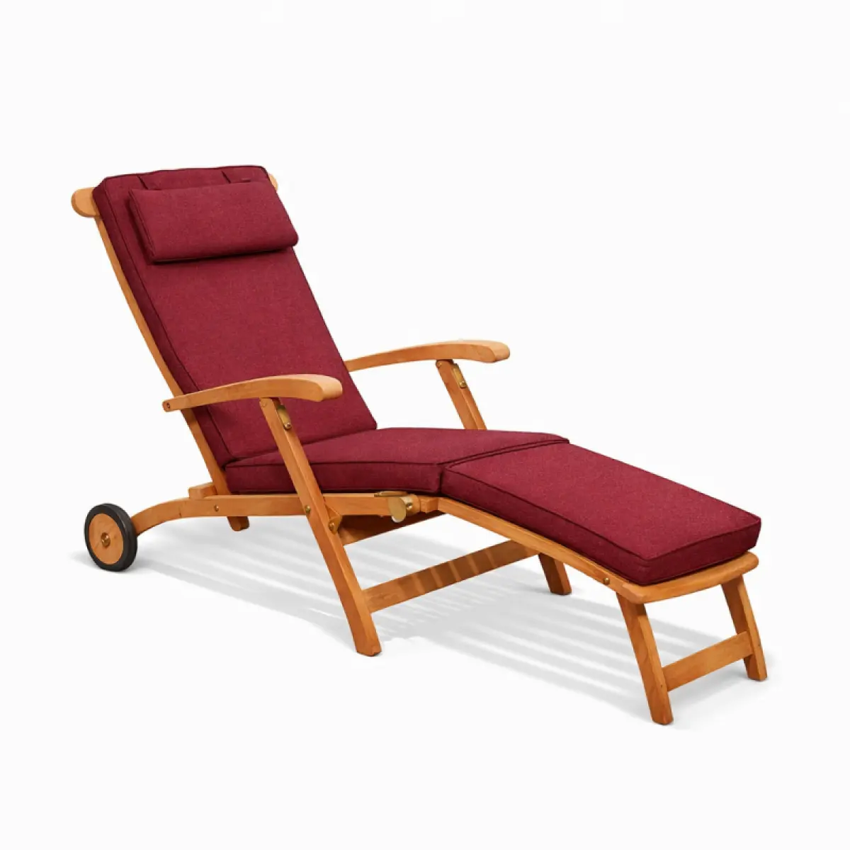 Klappbarer Liegestuhl aus Teakholz Rossi mit Räder