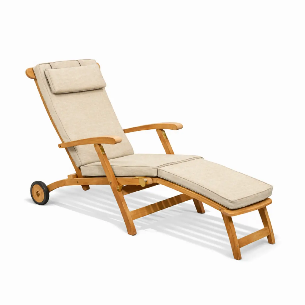 Klappbarer Liegestuhl aus Teakholz Rossi mit Räder