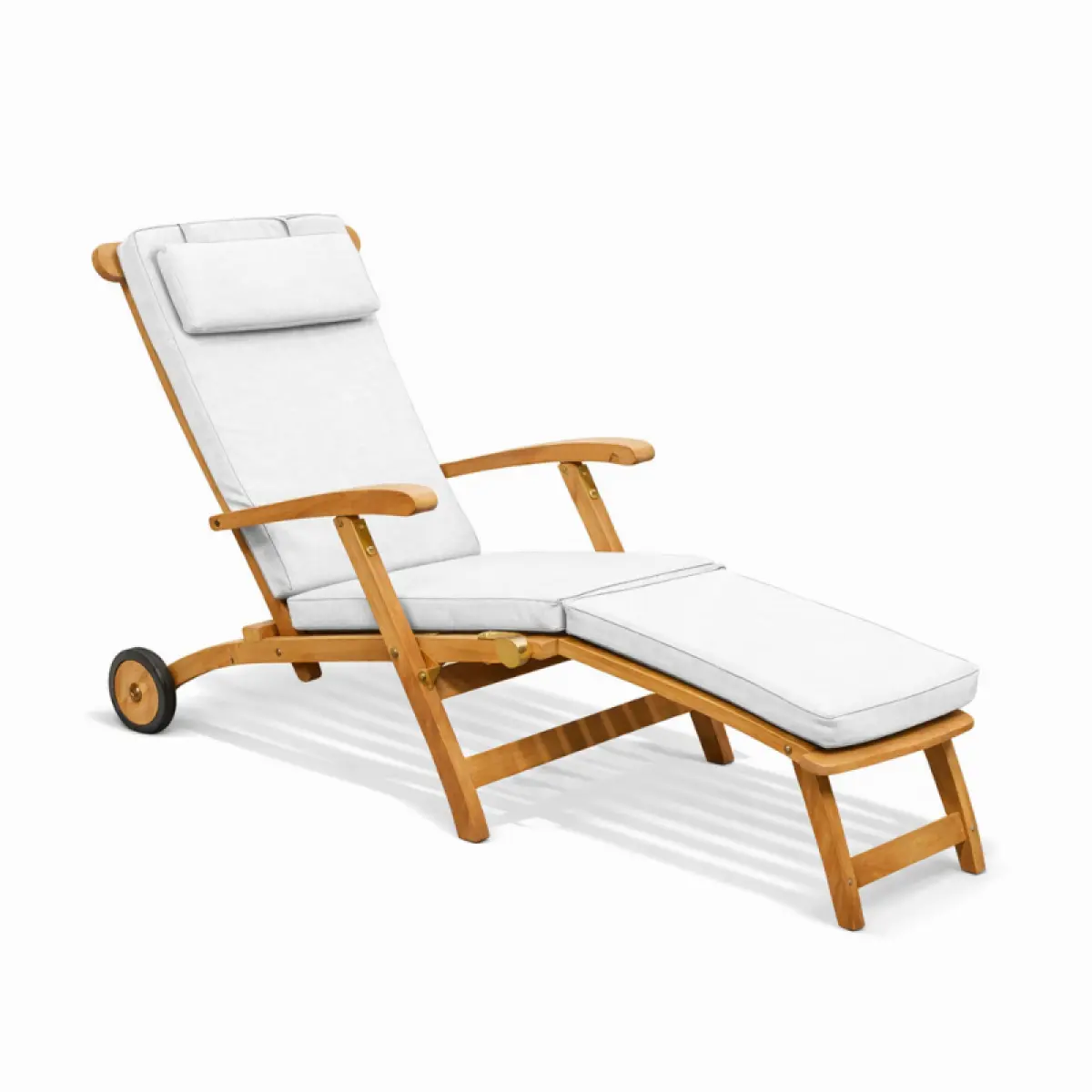Klappbarer Liegestuhl aus Teakholz Rossi mit Räder