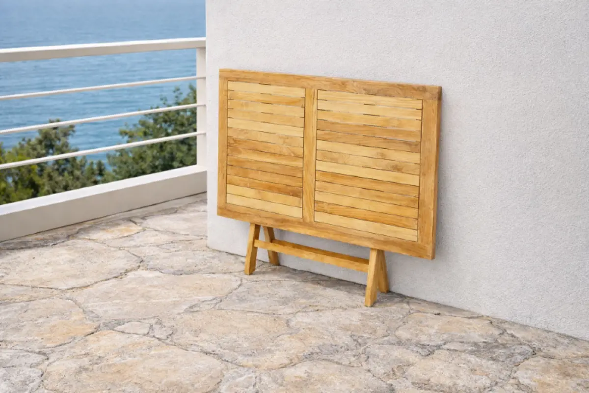 Klappbarer Teakholz Tisch Pula Rechteckig