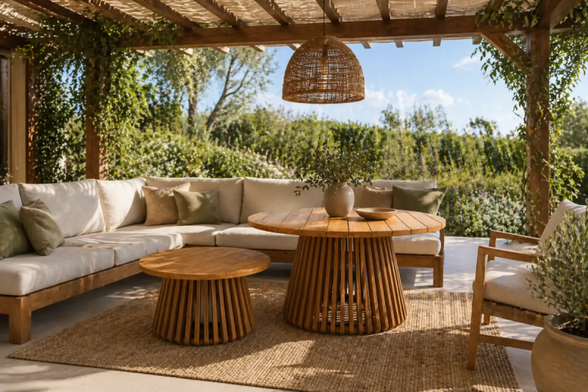 Runder Couchtisch Morad aus Teakholz