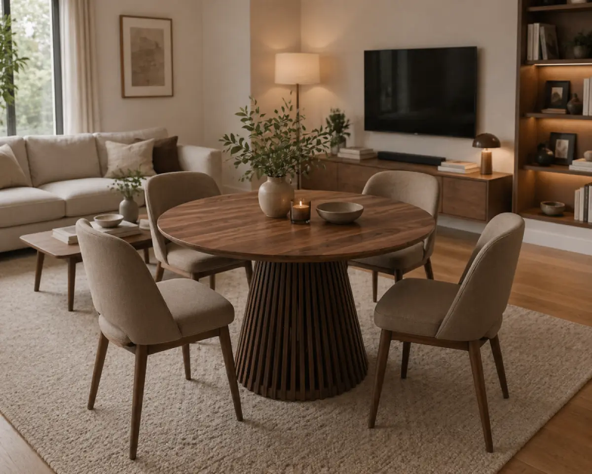 Runder Esstisch Monte Carlo aus Nuss