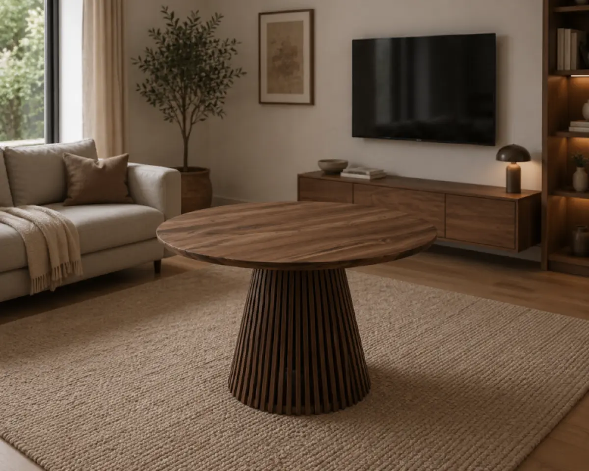 Runder Esstisch Monte Carlo aus Nuss