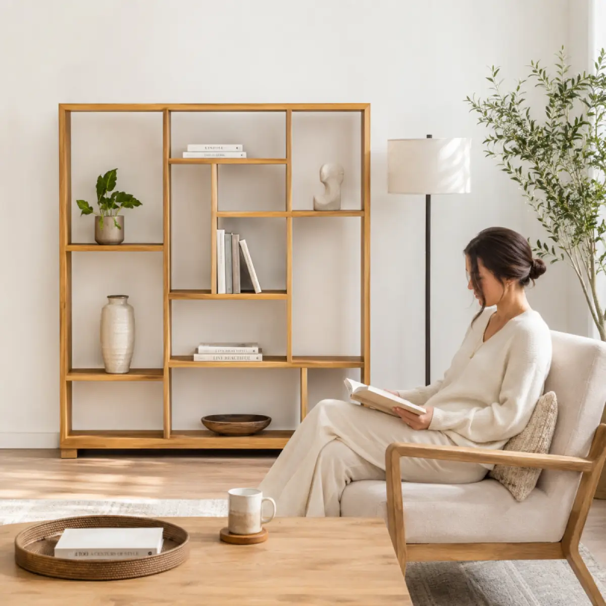 Teakholz Bücherregal Kutu