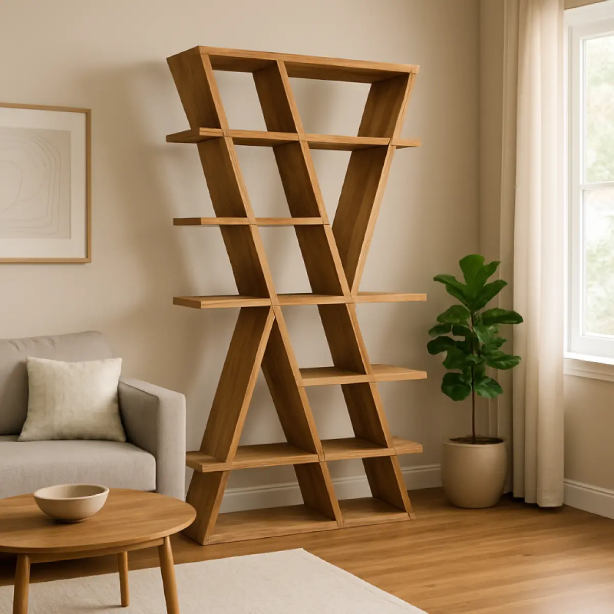 Teakholz Bücherregal Xena