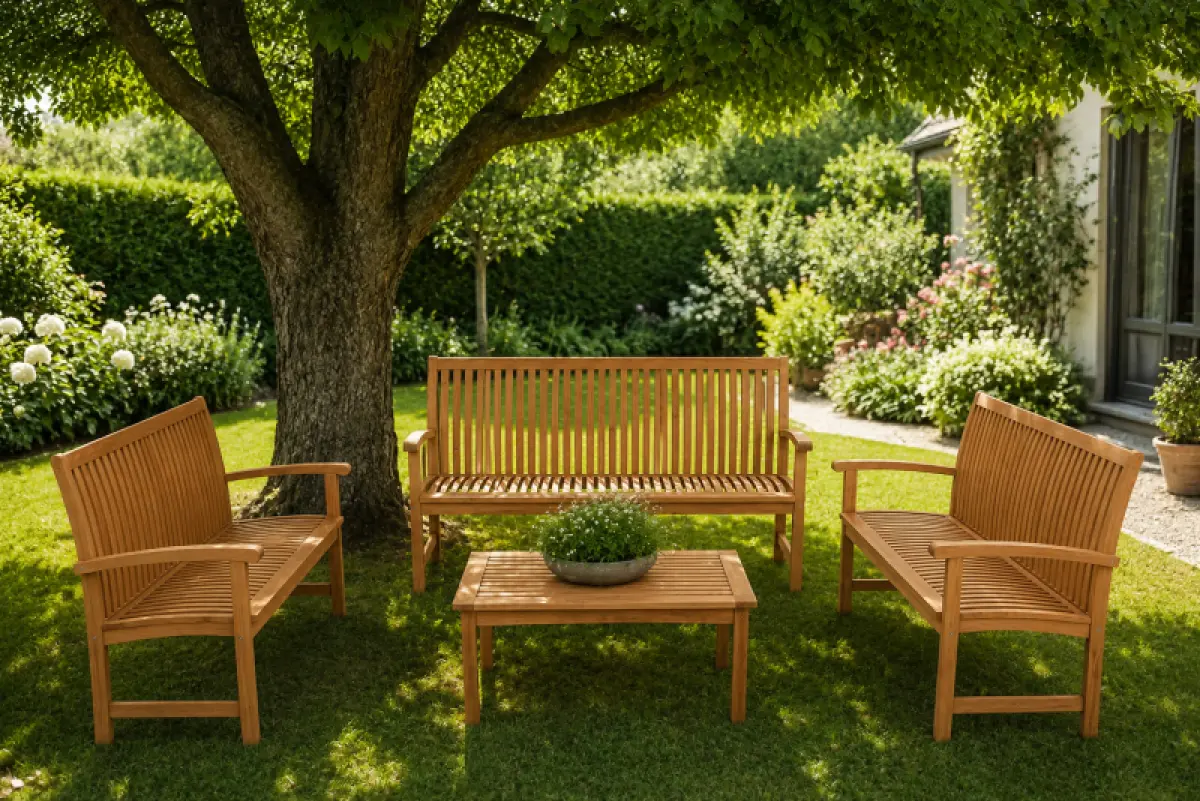 Teakholz Gartenbank Hawaii mit Armlehnen