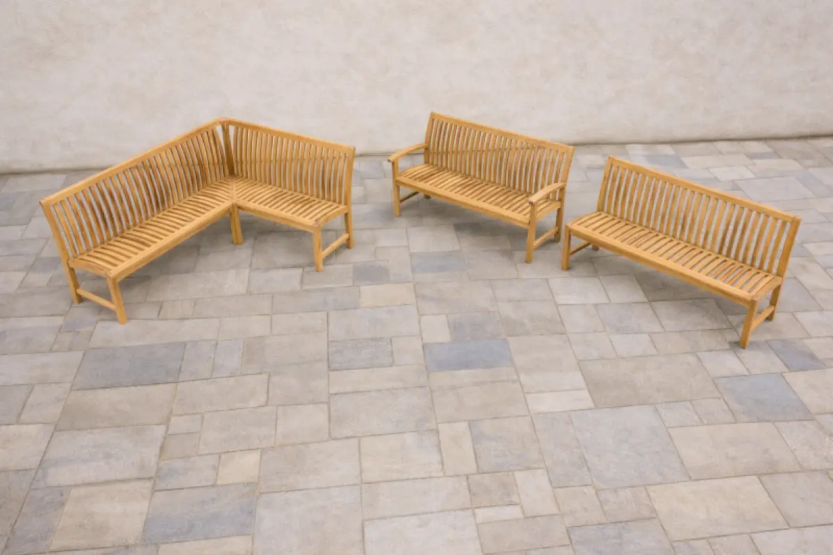 Teakholz Gartenbank Hawaii mit Armlehnen