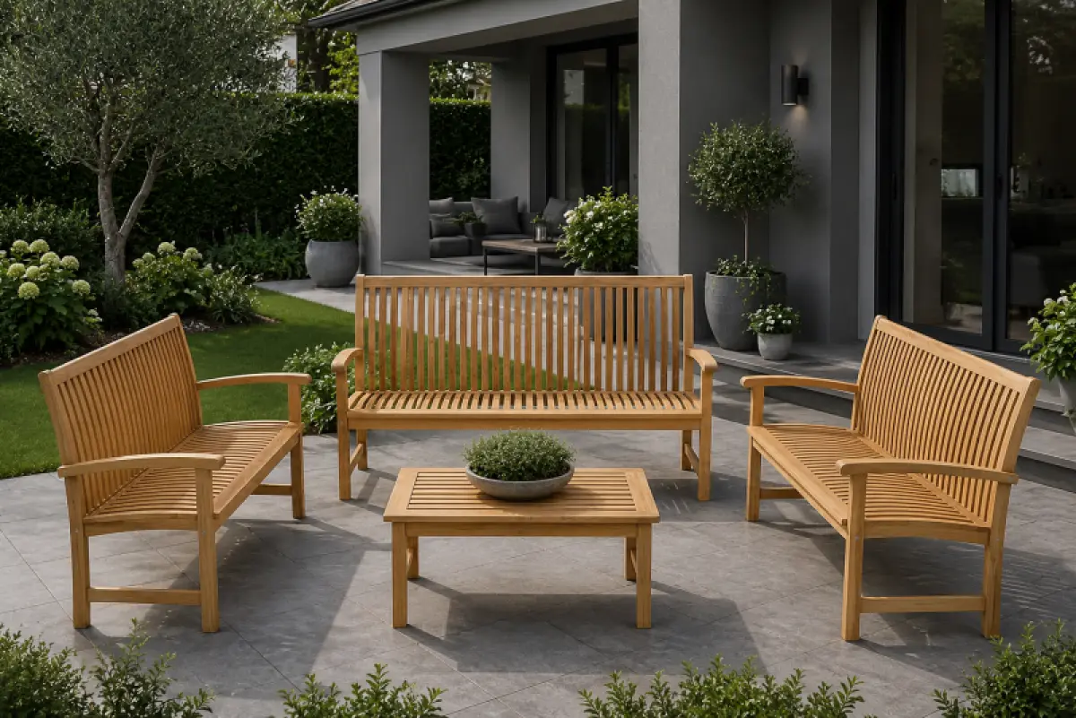 Teakholz Gartenbank Hawaii mit Armlehnen