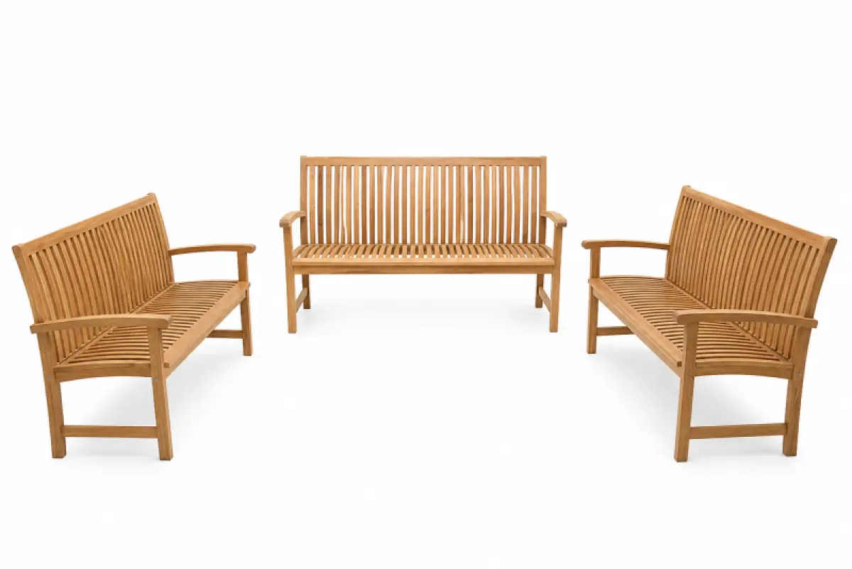 Teakholz Gartenbank Hawaii mit Armlehnen