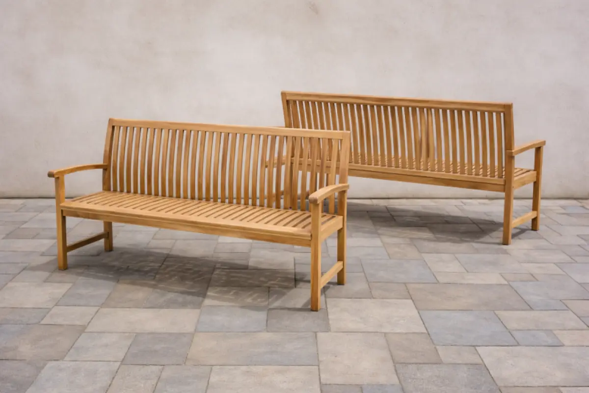 Teakholz Gartenbank Hawaii mit Armlehnen