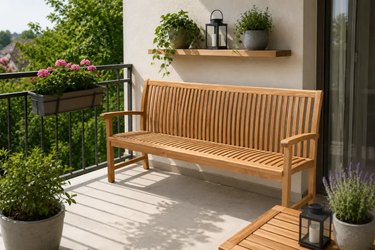 Teakholz Gartenbank Hawaii mit Armlehnen