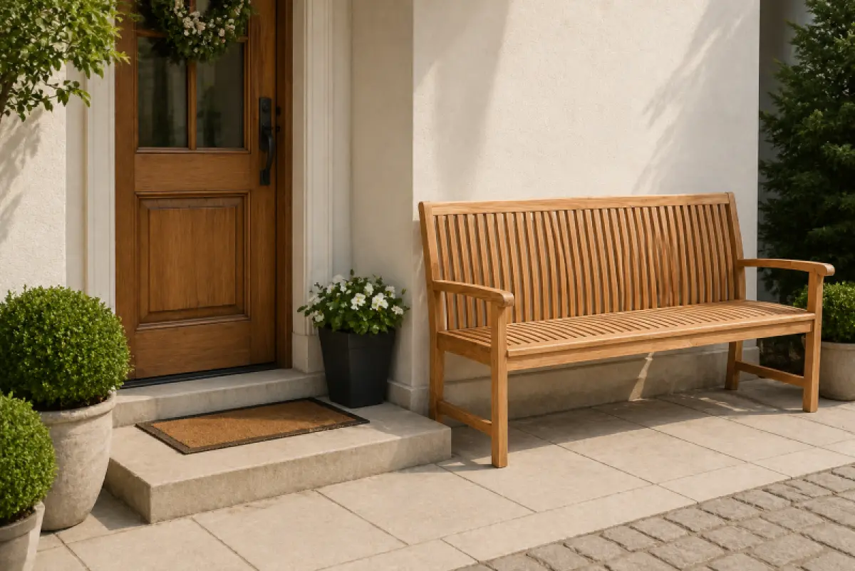 Teakholz Gartenbank Hawaii mit Armlehnen