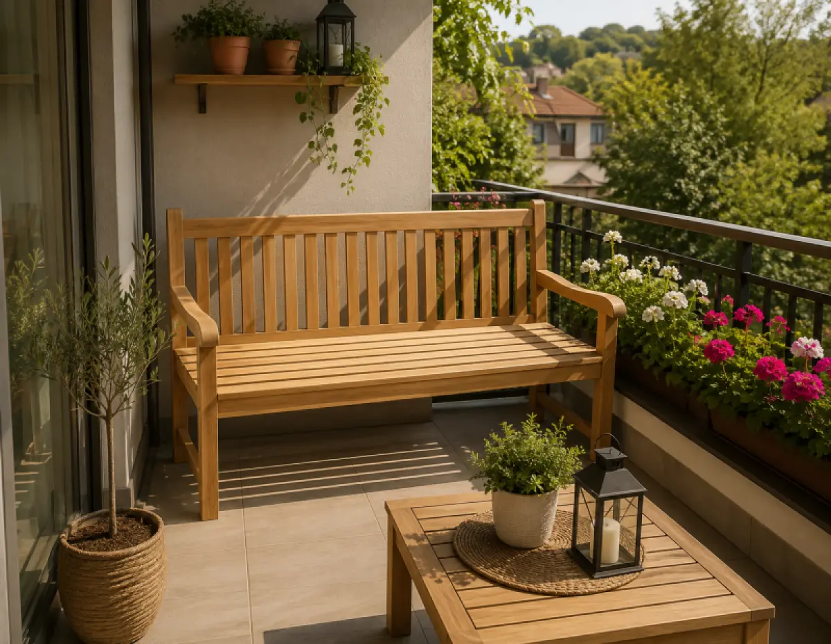Teakholz Gartenbank Klasso mit Armlehne