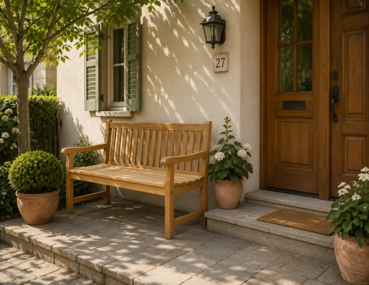 Teakholz Gartenbank Klasso mit Armlehne