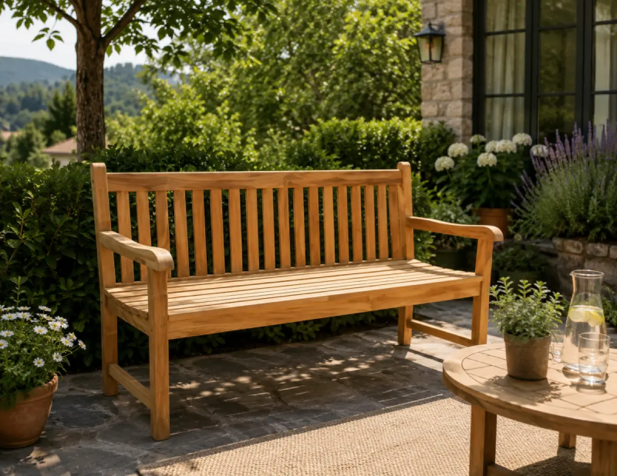 Teakholz Gartenbank Klasso mit Armlehne