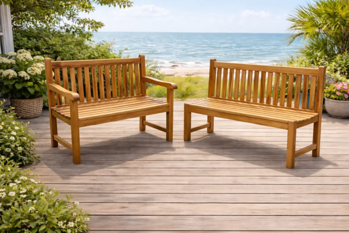 Teakholz Gartenbank Klasso mit Armlehne