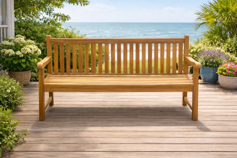 Teakholz Gartenbank Klasso mit Armlehne