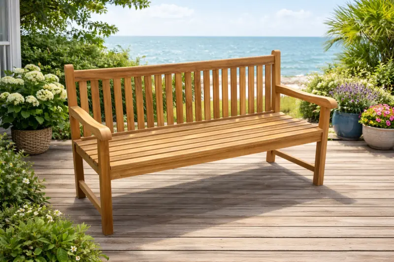 Teakholz Gartenbank Klasso mit Armlehne